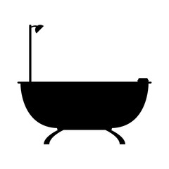 Flat Bathroom flat icon on blue background. Bath Vector illustration.