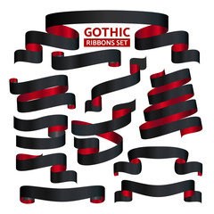 Ribbon vector collection on white background.