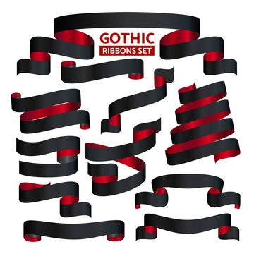 Ribbon vector collection on white background.