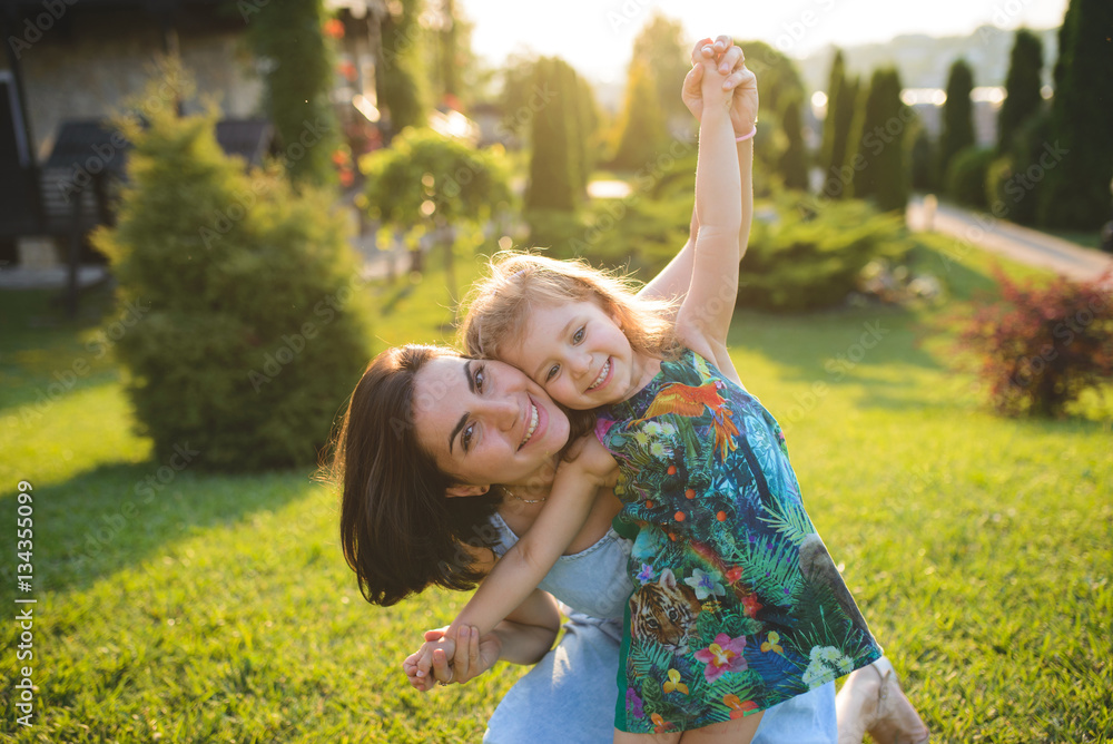 Wall mural dancing mother and daughter