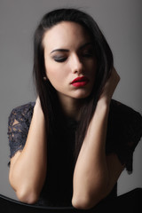 Fototapeta premium Fashion portrait of beautiful young woman