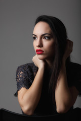 Fototapeta premium Fashion portrait of beautiful young woman