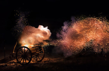 Cannon blast with sparkles