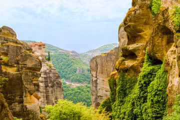 The Meteora Monasteries, east of the Pindos Mountains in Greece
