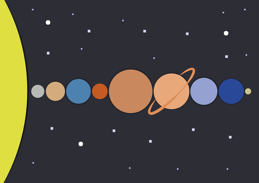 minimalist vector illustration of the solar system