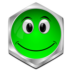 Button with smiling face - 3D illustration