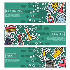 Set of Horizontal Banners about cleaning