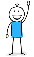 Figur sagt Hallo oder auf Wiedersehen