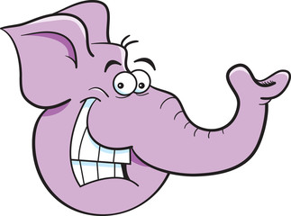Cartoon illustration of a smiling elephant head.