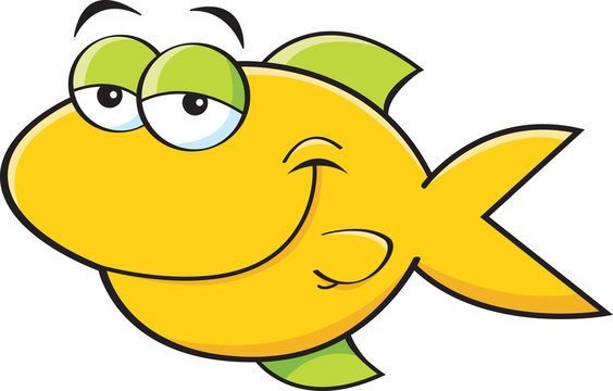 Cartoon Illustration Of A Smiling Fish.