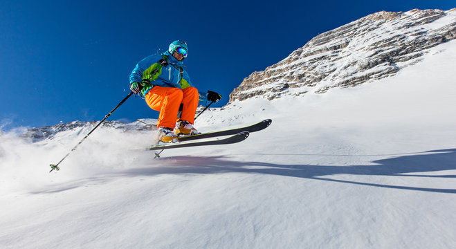Freeride in fresh powder snow.