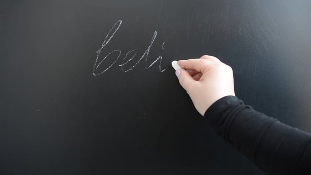 We write the popular phrase on a board.