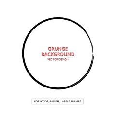 Hand drawn grunge circle shape. Label, logo design element, frame. Brush abstract wave. Vector illustration.
