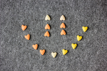 Hearts smiley. Valentine's day background.