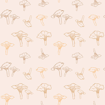 Seamless vector pattern with chanterelles