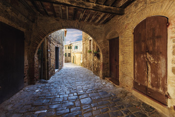 Old passage in the Tuscan town of Sant'Angelo in Colle.