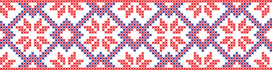 Embroidered cross-national pattern