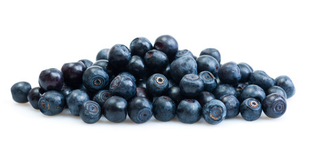 Group of fresh blueberries isolated on white background.