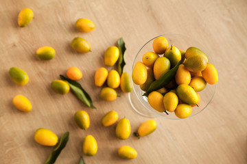 Lots of vitamins in one delicious asian fruit kumquat. Healthy food for vegetarian.