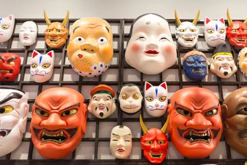 Zelfklevend Fotobehang Japan mask culture. © kiimoshi