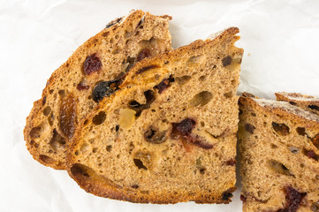 Slices of malt bread handmade