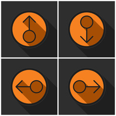 four orange round with black arrows and shadows