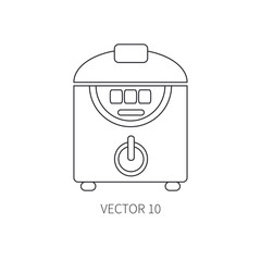 Line flat vector kitchenware icons - double boiler. Cutlery tools. Cartoon style. Illustration and element for your design. Equipment for food preparation. Kitchen. Household. Cooking. Cook. Steamer.