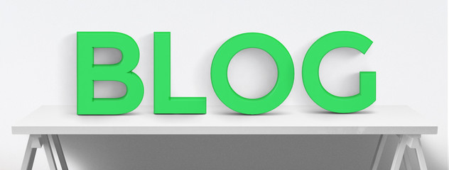 BLOG - Buchstaben auf Schreibtisch in frischem Grün