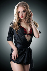 portrait of beautiful fashionable girl in the studio