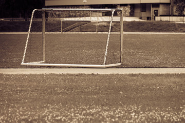 Football gate on stadium, soccer goal