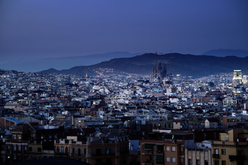 Fototapeta premium Barcelona in sunset time, Spain