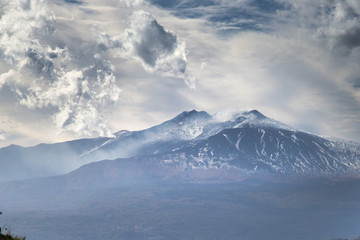 Fototapeta na wymiar View of the Etna Mount, close-up. 