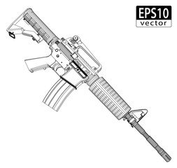 Assault Gun Wireframe (Side) | EPS10 Vector