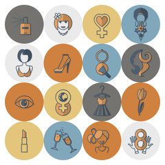 Womans Day Icon Set
