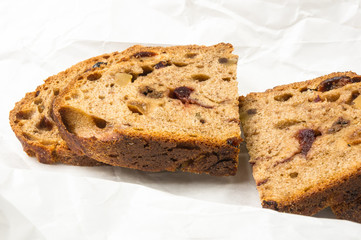 Slices of malt bread handmade