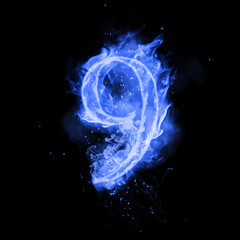 Obraz premium Fire number 9 nine of burning flame
