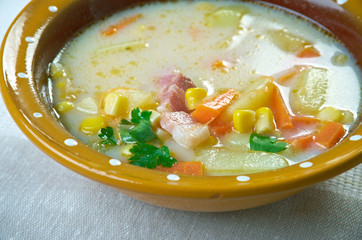 Roasted corn and potato chowder