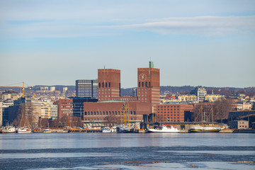 Oslo City Hall, Norway. Waterfront of Norwegian capital © Mykola Iegorov