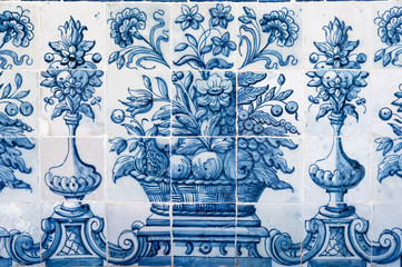 Old blue azulejo in Cascais