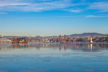 Fototapeta na wymiar Oslo city waterfront, sunny winter day