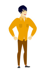 Young asian furious businessman screaming.