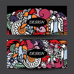 Stock vector cartoon hand draw colorful corporate identity horiz