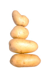 Fototapeta na wymiar Zen style potatoes, tower. Isolated against white background.