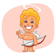 Cupid Holding Bow and Showing Thumbs Up