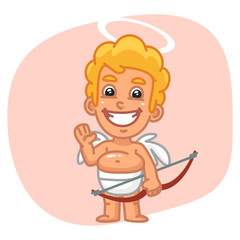 Cupid Holding Bow and Waves his Hand