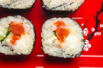 still life - set the rolls on a red plate