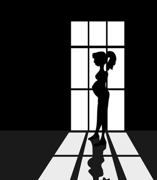 Silhouet van zwangere vrouw