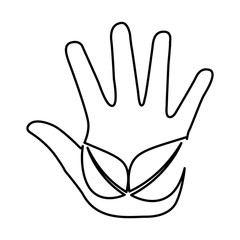 hand human with leafs vector illustration design