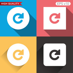 Colored icon or button of refresh symbol with background