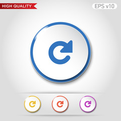 Colored icon or button of refresh symbol with background
